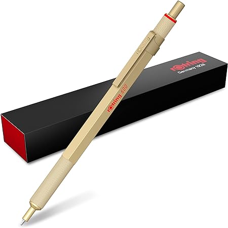 Rotring 600 Metallic Ballpoint Pen Medium Point Black Ink Gold Barrel Refillable 1 Count