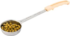 Restaurantware Met Lux 3 Ounce Portion Ladle 1 Perforated Portion Serving Spoon - Ivory Handle Dishwashable Stainless Steel Slotted Serving Utensil Multipurpose For Serving Pasta