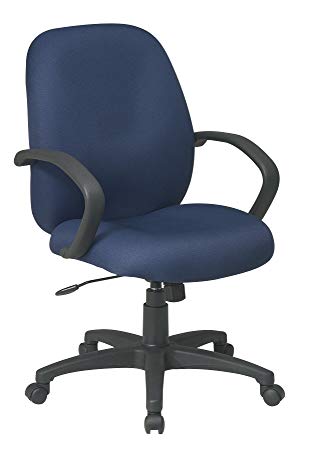 Office Star Executive Mid Back Managers Chair with Fabric Seat and Back, Blue