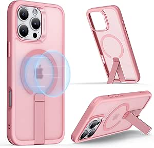 ESR for iPhone 16 Pro Case with Stand, Compatible with MagSafe, Magnetic Kickstand Case for iPhone 16 Pro, Military-Grade Protection Shockproof Case, Boost Series, Frosted Pink