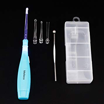 Melleco Upgraded LED Tonsillith Pick Tonsil Stone Remover Tool Care Set with 4 Attachments   Stainless Steel Pick,1 Case