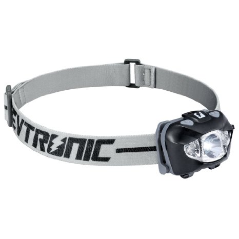 Revtronic HL3A Ultra Bright LED Headlamp Flashlight with Red LED Light for Running Camping Reading Fishing Hunting Walking Jogging - Lightweight Waterproof IPX6 with Duracell AAA Batteries Adjustable Brightness Easy to Use