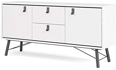 Tvilum Door, 2 Drawer Sideboard, White Matte/Black