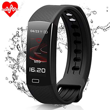 MOCRUX Fitness Tracker, Color Screen Smart Bracelet Activity Tracker with Heart Rate Monitor, IP67 Waterproof Smart Band with Sleep Monitor Calorie Counter Pedometer Sport Tracker for iOS/Android