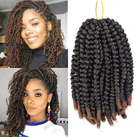 8 Pack Spring Twist Crochet Hair Ombre Bomb Twist Crochet Braids 8 Inch Fluffy Synthetic Braiding Hair Extensions 55g/pack (T1B/30)