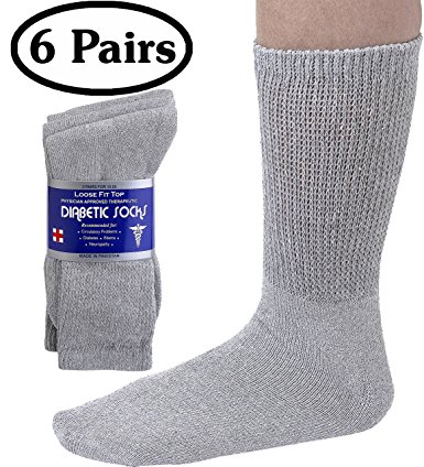 Diabetic Socks - Crew or Ankle Length - Black, White or Grey - 6 Pairs By Debra Weitzner