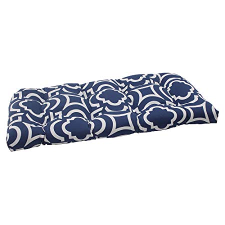 Pillow Perfect Outdoor Carmody Wicker Loveseat Cushion, Navy
