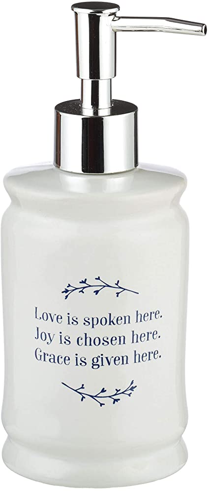 Christian Art Gifts Ceramic Kitchen Soap Dispenser w/Stainless Steel Pump | Love Joy Grace | Inspirational Home Décor for Kitchen or Bathroom, 12-oz