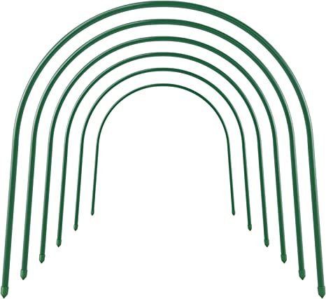 Garden Greenhouse Hoops, Ohuhu 6 PCS 19.7" x 18.9" Rustproof Steel Tunnel Hoop Greenhouse Frame with Plastic Coated, Heavy Duty Arched Plant Support Garden Stakes for Fabric Covers Netting Raised Beds