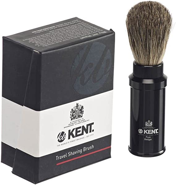 Kent Black Anodized Aluminium Travel Shaving Brush (PACK OF 1)