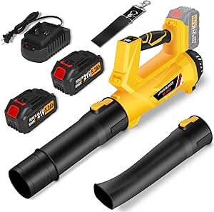 Cordless Leaf Blower, 6 Speed Modes Electric Leaf Blower Max Wind Speed 150 mph, 500 cfm, Digital Display Leaf Blower Cordless with 2*21V 5.2Ah Battery and Charger for Lawn Care & Garden Maintenance