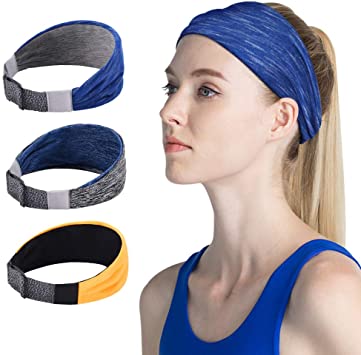 VBIGER Workout Headbands for Women - 3 Pack Sweatbands Sports Headband Athletic Headbands for Running Cycling Yoga Basketball Elastic