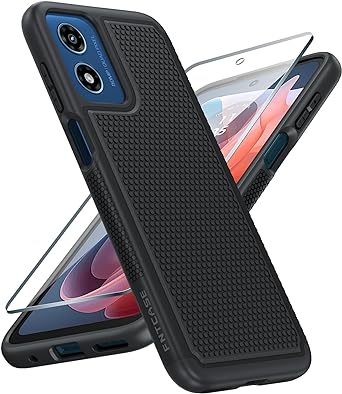 FNTCASE for Motorola Moto G-Play-2024 Case: Dual Layer Protective Heavy Duty Cell Phone Cover Shockproof Rugged with Non Slip Textured Back - Military Protection Bumper Tough (Black)