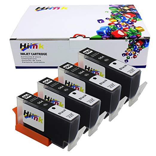 HIINK 4 Pack 564XL(CN684WN) Black High Yield Ink Cartridges Replacement For HP 564XL (CN684WN) Ink Cartridges