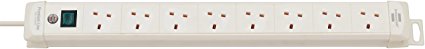 Brennenstuhl Premium-Line, 8-way extension lead (switch and 3m cable - 45° angle of sockets) colour: white