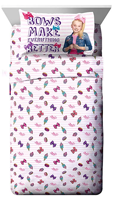 Nickelodeon JoJo Siwa Sweet Life Pink/White 3 Piece Twin Sheet Set