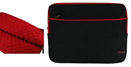 rooCASE 11.6 Laptop Sleeve Laptop Neoprene Sleeve Case Notebook Bag Water Resistant (Black with Red Trim)