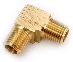 Anderson Metals - 06130-02 06130 Brass Pipe Fitting, 90 Degree Barstock Elbow, 1/8" NPT Male x 1/8" NPT Male Pipe