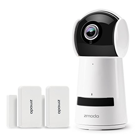 Zmodo 1080p HD Pan/Tilt/Zoom Wireless IP Security Camera System and Smart Hub with 2 Pack Door / Window Sensors, Night Vision, and Two Way Audio - Cloud Service Available