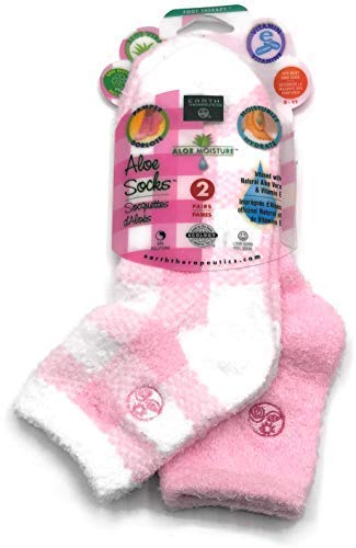 Aloe Moisture Socks by Earth Therapeutics, 2 Pack: Pink Plaid, Infused with Natural Aloe Vera & Vitamin E