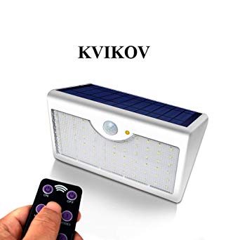HVIKOV Motion Sensor Light Outdoor, 60 Led Solar, 5 Modes Remote Control,1300LM Waterproof Wide Angle, Wireless Super Bright Security Wall Lights for Driveway, Wall, Patio, Yard, Garden（White）