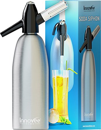 Innovee Soda Siphon – Ultimate Soda Maker - Aluminum – 1 Liter - Make Soda Infusions W/ Free Cocktail Recipes (e-book) - Get Sparkling Water When You Want it - Uses Standard CO2 Charger (not included)