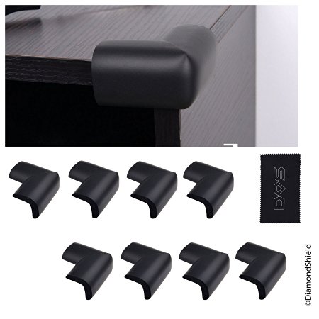 Table Corner Guards - 8 Pack, Black - Protects Your Baby / Child from Bumping or Falling Injuries - Spongy Cushion Material Makes Table / Other Furniture Corners Safer