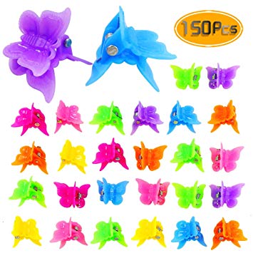 Bignc 150pcs Mini Butterfly Hair Clips, Assorted Color Bulk Small Butterfly Hair Clips for Women and Girls