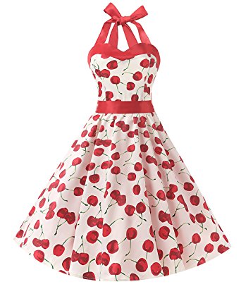 DRESSTELLS Vintage 1950s Rockabilly Polka Dots Audrey Dress Retro Cocktail Dress