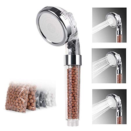 Vicloon Shower Head and Extra Replaceable Mineral Ball, Bathroom Adjustable Showerhead Handheld Showerheads High Pressure Water Saving Filtration with Additional Mineral Beads Removing Chlorine