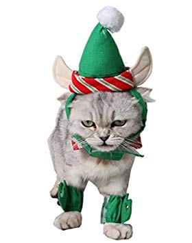 ANIAC Cute Cat Dog Christmas Costume Xmas Clothes Green Elf Outfit for Small Pets