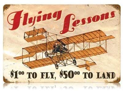 Flying Lessons Vintage Metal Sign Aviation Airplane Humor Steel TIN Sign 7.8X11.8 INCH