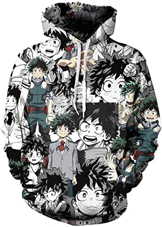 FLYCHEN Women's Hoodies My Hero Academia Pullover Sweatshirts Unisex Jumper Midoriya Lzuku Ochaco Uraraka Todoroki Shoto