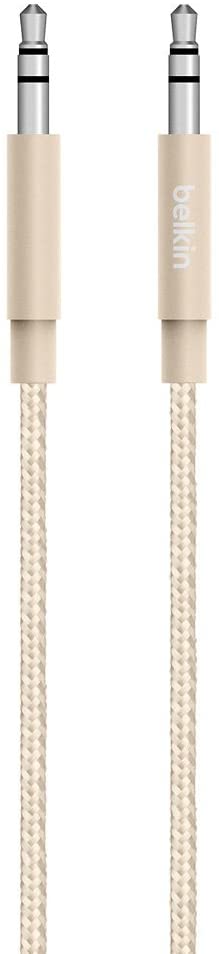 Belkin Premium 3.5 mm Braided Tangle Free Aux Cable with Aluminuim Connectors - Gold