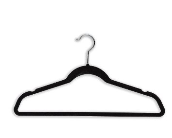 BriaUSA Multi-Purpose Velvet Suit Hangers Set of 10 Black Notched Shoulders and Swivel Hooks -Slim