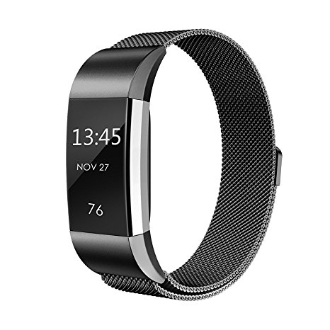 Fitbit Charge 2 Strap Bands Milanese Stainless Steel Adjustable Replacement Accessories Bracelet Strap with Magnetic Metal Lock for Fitbit Charge 2