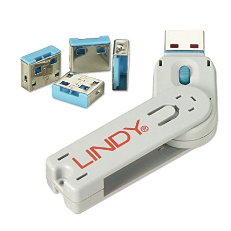 LINDY USB Port Blocker - Pack of 4 Colour Code: Blue