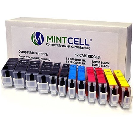 MintCell 12 Pack Premium Ink Tank Cartridges For Canon PGI-250XL CLI-251XL High Yield for Pixma MX922 MG5520 MG7120 MG7520 MG5620 MG5420 MG6620 MG6320 MG722 IP8720 IP7220 IX6820 MG5522 Printer