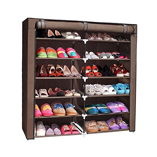 NEX Shoe Cabinet 36-Pairs Shoes Portable Shoe Storage With Non-woven Fabrics Organizer Cover Shoe Rack 7-Tier