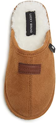 Lucky Brand Boy's Micro-Suede Scuff Slippers, Kids House Shoes with Plush Lining