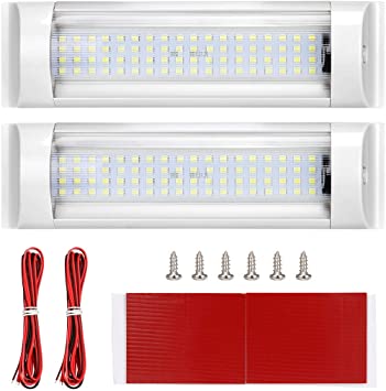 Interior Lights,SUPAREE LED RV Ceiling Light Roof Lights 12V-80V 72LED Interior Lighting for RV/Camper/Trailer/Motorhome/Van/Boat with ON/OFF Switch White (Pack of 2)  (2Extend Cord)