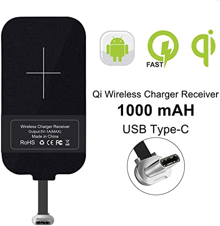 Nillkin Type C Wireless Charging Receiver - 0.16cm Ultra Thin Magic Tag Wireless Charging Receiver Chip for Google Pixel 2 XL/3a/Galaxy A8/LG V20 / OnePlus 7T/Moto X4 and Other Type C Phones