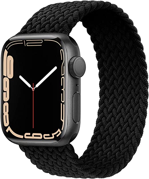 GBPOOT Sport Watch Bands Compatible With Braided Solo Loop Apple Watch Band 38mm 40mm 41mm 42mm 44mm 45mm,No Buckles/Clasps Soft Stretchy Braided Women Men Wristband for iWatch Series 1/2/3/4/5/6/7/8/SE,Black-42/44/45mm#9