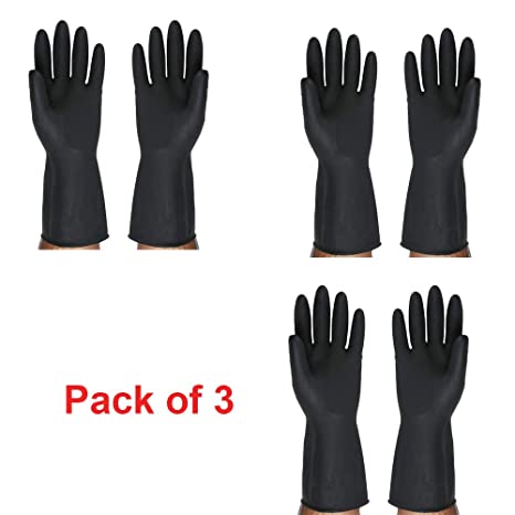 DeoDap Multipurpose Heavy Duty Work Gloves, Non-Slip, Latex Rubber, Reusable, Large Size (3)