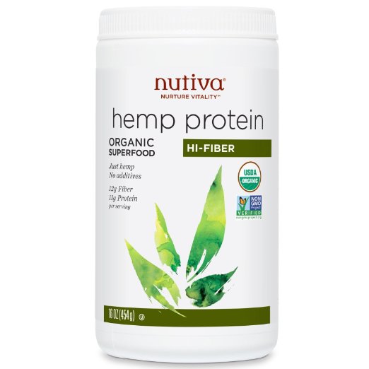 Nutiva Organic Hemp Protein Hi Fiber, 16-Ounce Jars