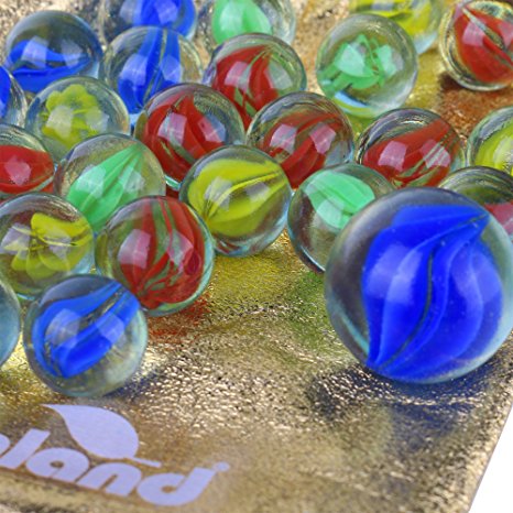 Mega Assortment of 40 Marbles - Large Pack of 40 Marbles with a Free Bonus Shooter Marble - Comes in a Velour Flocked Bag with Double Cord Drawstring - Replacement Marbles for Marble Run Games
