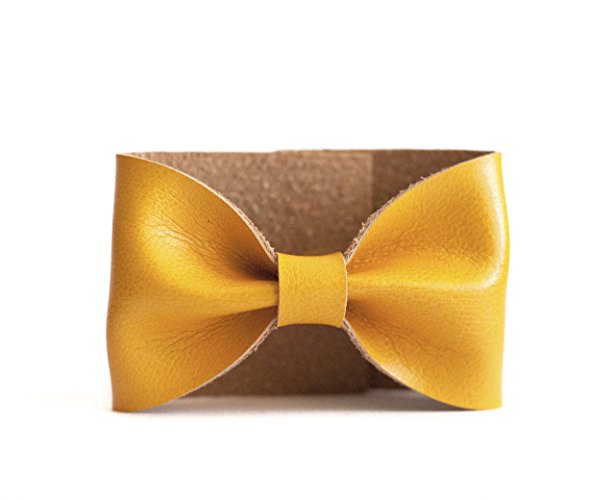 Bow Cuff Bracelet (Yellow) Faux Leather Wrist Accessory for Women