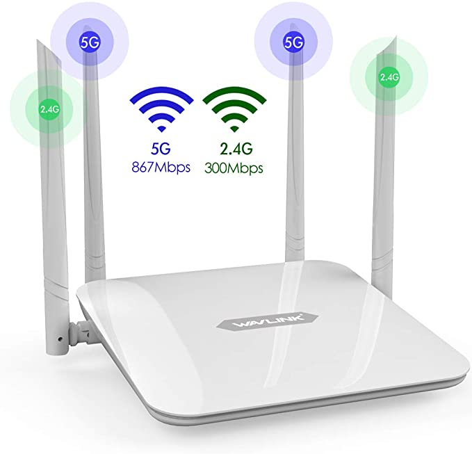 Gigabit WiFi Router,WAVLINK 1200Mbps WiFi Router,High Power Wireless Wi-Fi Router,Dual Band 5Ghz 2.4Ghz with 2 x 2 MIMO 5dBi Antennas Internet Router