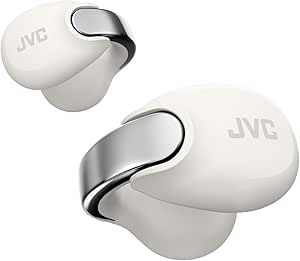 JVC nearphones Open Ear-Cuffs Wireless Headphones with Clasp Mechanism, Multipoint, Single Ear use, BT 5.3, Long Battery Life (up to 24 Hours) - HA-NP1T-W Off White