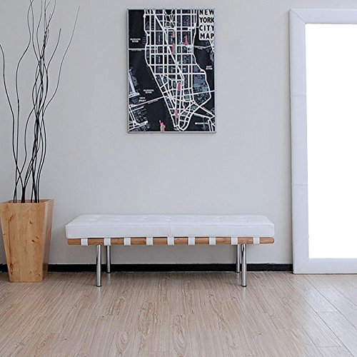 Andalucia 50-inch Modern White Leather Bench